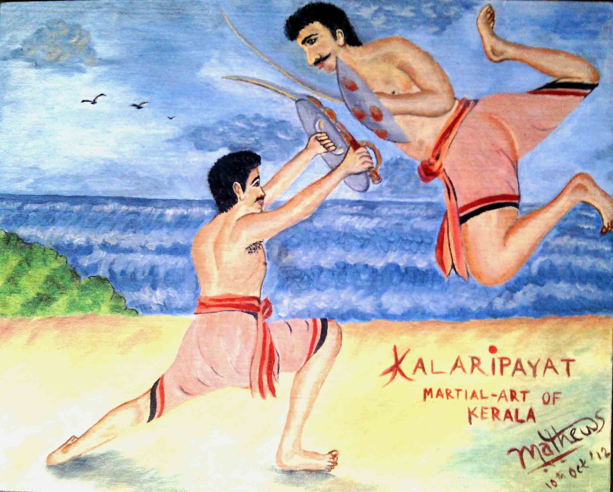 kalari sword and shield jump painting