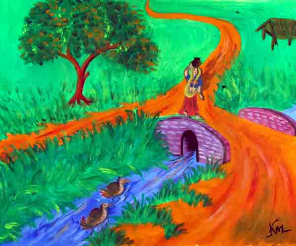 village girl painting