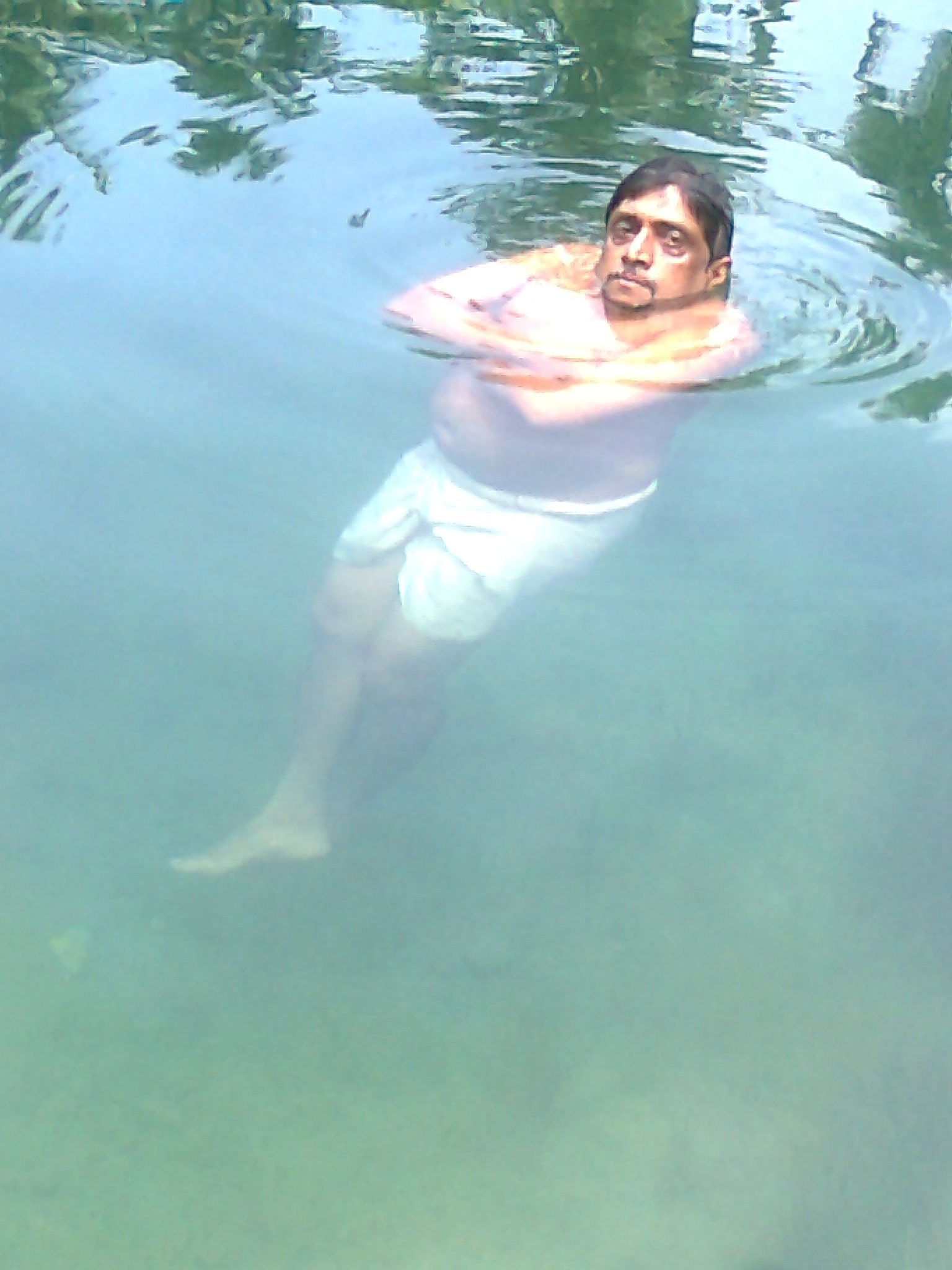 Standing in water deep pool